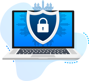 Cyber security vector logo with shield and check mark. Secur