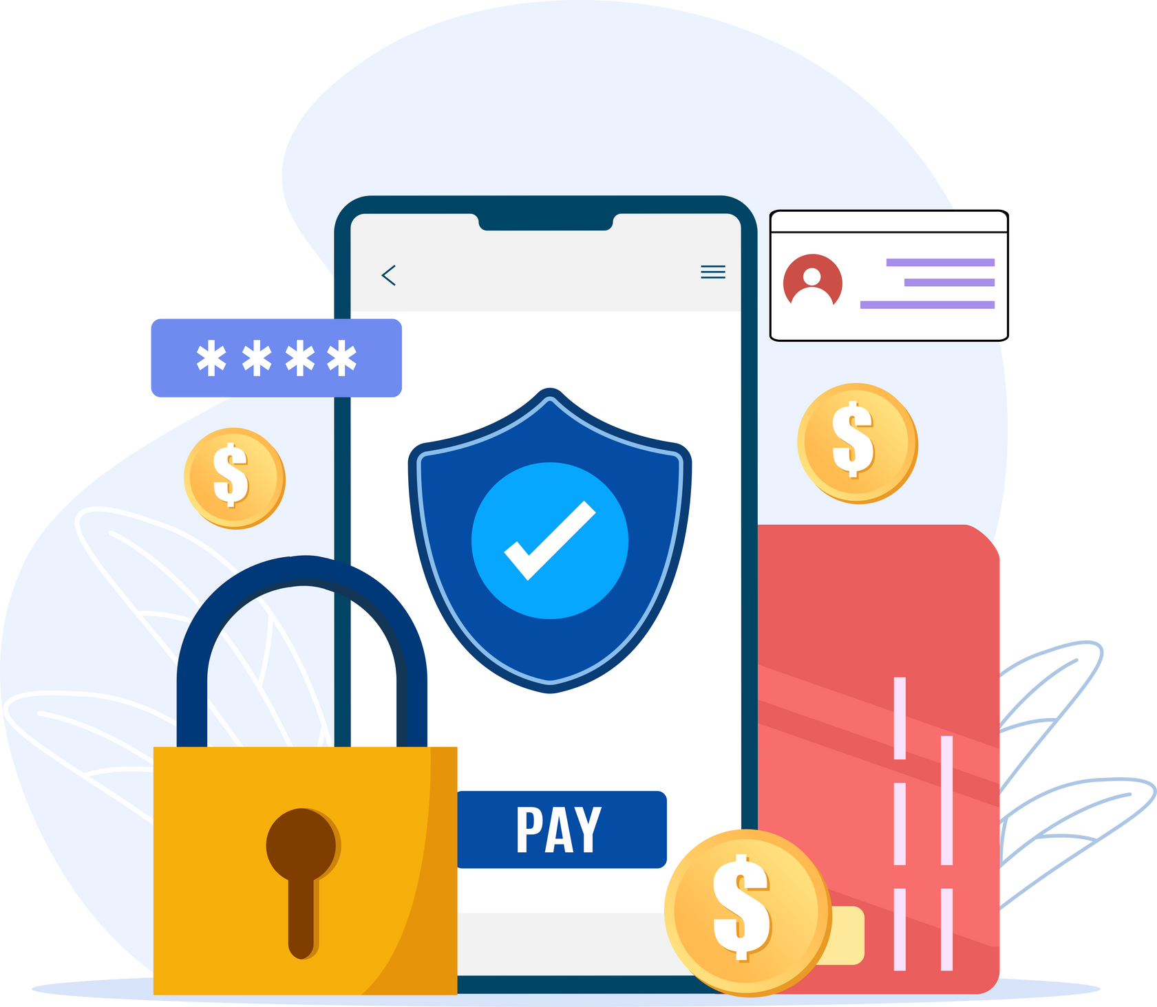 Online Secure payment, personal data security and confidential data protection, Internet Secure payment concept.